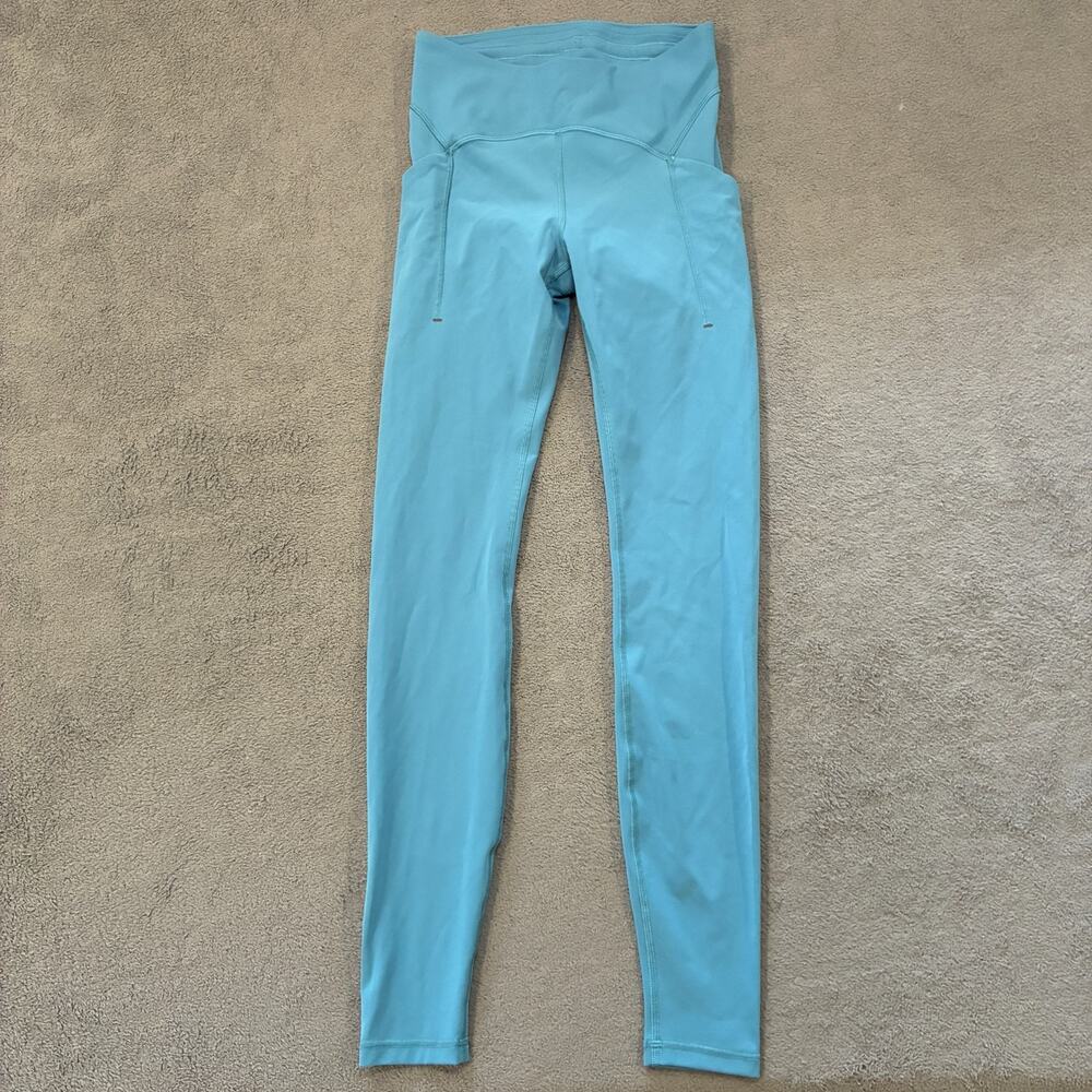 Lululemon Align Cyan Blue Teal Pockets High Rise Yoga Leggings Women's Size 6